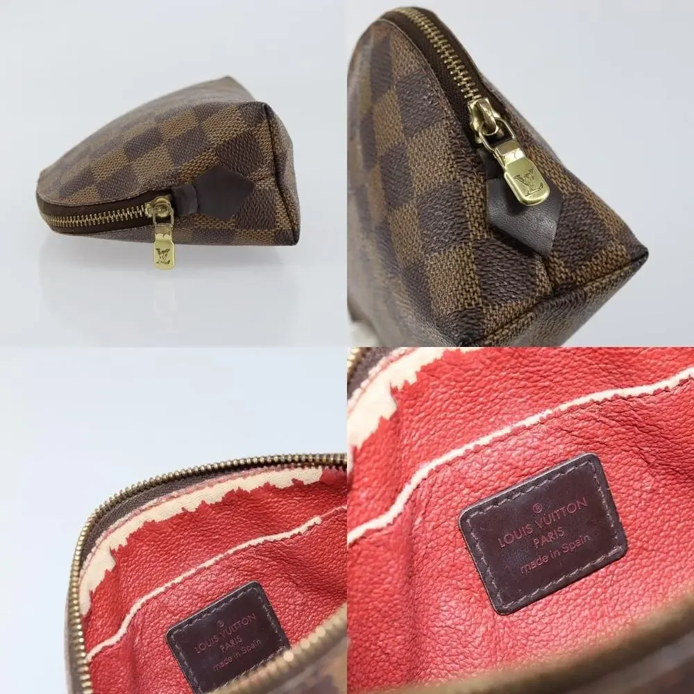 Louis Vuitton Damier Ebene Pochette Cosmetic PM Pouch Brown